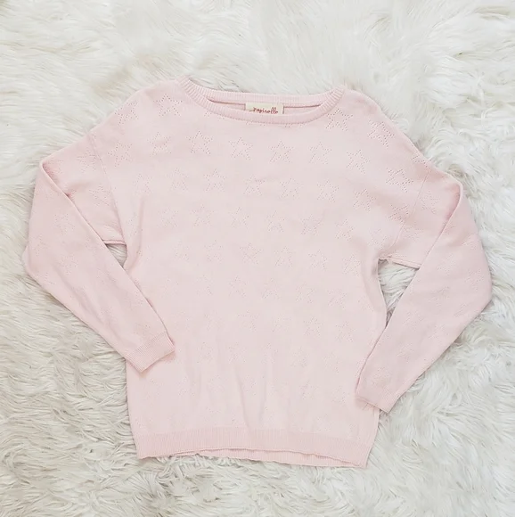 Papinelle Pointelle Pink Sweater Pajamas Top - Picture 3 of 7